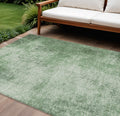 10 X 14 Green And Charcoal Abstract Washable Indoor Outdoor Area Rug