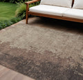 10 X 14 Chocolate And Taupe Abstract Washable Indoor Outdoor Area Rug