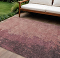 9 X 12 Coral And Mauve Abstract Washable Indoor Outdoor Area Rug
