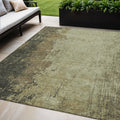 5 X 8 Olive Green And Brown Abstract Washable Indoor Outdoor Area Rug