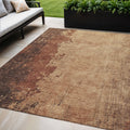 5 X 8 Rust And Copper Abstract Washable Indoor Outdoor Area Rug