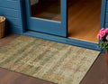 3 X 5 Artichoke Green And Rust Floral Washable Indoor Outdoor Area Rug