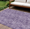 9 X 12 Plum And Purple Floral Washable Indoor Outdoor Area Rug