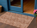3 X 5 Terra Cotta And Copper Floral Washable Indoor Outdoor Area Rug