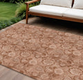 10 X 14 Terra Cotta And Copper Floral Washable Indoor Outdoor Area Rug