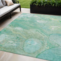 5 X 8 Teal Blue Mint Green And Ivory Abstract Washable Indoor Outdoor Area Rug