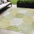 5 X 8 Green Ivory And Gold Geometric Washable Indoor Outdoor Area Rug