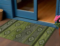 3 X 5 Artichoke Green Gray And Fern Green Tribal Washable Indoor Outdoor Area Rug