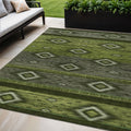 5 X 8 Artichoke Green Gray And Fern Green Tribal Washable Indoor Outdoor Area Rug