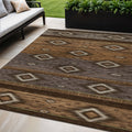 5 X 8 Chocolate Copper And Gray Tribal Washable Indoor Outdoor Area Rug