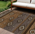 9 X 12 Chocolate Copper And Gray Tribal Washable Indoor Outdoor Area Rug