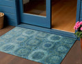 3 X 5 Blue And Ivory Medallion Washable Indoor Outdoor Area Rug