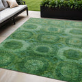 5 X 8 Emerald And Green Medallion Washable Indoor Outdoor Area Rug
