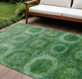 8 X 10 Emerald And Green Medallion Washable Indoor Outdoor Area Rug