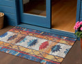 3 X 5 Navy Blue And Copper Tribal Washable Indoor Outdoor Area Rug