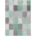 9 X 12 Mint Green And Gray Geometric Washable Indoor Outdoor Area Rug