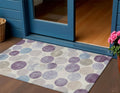 3 X 5 Plum Beige And Denim Blue Geometric Washable Indoor Outdoor Area Rug