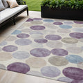 5 X 8 Plum Beige And Denim Blue Geometric Washable Indoor Outdoor Area Rug