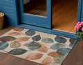 3 X 5 Beige Copper And Denim Blue Floral Washable Indoor Outdoor Area Rug
