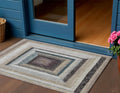 3 X 5 Beige Charcoal And Ivory Geometric Washable Indoor Outdoor Area Rug