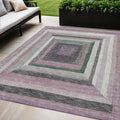 5 X 8 Blush Gray And Green Geometric Washable Indoor Outdoor Area Rug