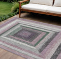 10 X 14 Blush Gray And Green Geometric Washable Indoor Outdoor Area Rug