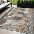 5 X 8 Brown Ivory And Gray Geometric Washable Indoor Outdoor Area Rug