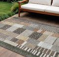 8 X 10 Brown Ivory And Gray Geometric Washable Indoor Outdoor Area Rug