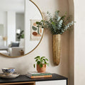 12 Antiqued Gold Ribbed Aluminum Wall Vase