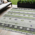 5 X 8 Artichoke Green Purple And Ivory Striped Washable Indoor Outdoor Area Rug