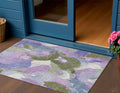 3 X 5 Lavender Ivory And Sage Abstract Washable Indoor Outdoor Area Rug