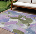 10 X 14 Lavender Ivory And Sage Abstract Washable Indoor Outdoor Area Rug