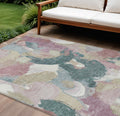 10 X 14 Mauve Beige And Sage Abstract Washable Indoor Outdoor Area Rug