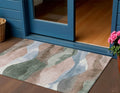 3 X 5 Salmon And Emerald Abstract Washable Indoor Outdoor Area Rug