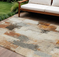 10 X 14 Ivory And Rust Abstract Washable Indoor Outdoor Area Rug