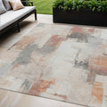 5 X 8 Rust And Ivory Abstract Washable Indoor Outdoor Area Rug