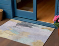 3 X 5 Lavender And Gold Abstract Washable Indoor Outdoor Area Rug