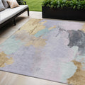 5 X 8 Lavender And Gold Abstract Washable Indoor Outdoor Area Rug