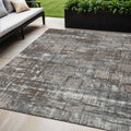 5 X 8 Brown And Charcoal Geometric Washable Indoor Outdoor Area Rug