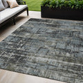 5 X 8 Charcoal And Gray Geometric Washable Indoor Outdoor Area Rug