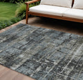 9 X 12 Charcoal And Gray Geometric Washable Indoor Outdoor Area Rug
