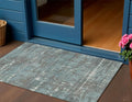 3 X 5 Taupe And Teal Blue Geometric Washable Indoor Outdoor Area Rug