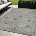 5 X 8 Gray And Copper Floral Washable Indoor Outdoor Area Rug