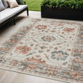 5 X 8 Linen And Ivory Floral Washable Indoor Outdoor Area Rug