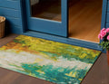 3 X 5 Green And Gold Abstract Washable Indoor Outdoor Area Rug