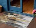3 X 5 Black And Gold Abstract Washable Indoor Outdoor Area Rug