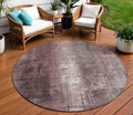 8 Blush And Ivory Round Abstract Washable Indoor Outdoor Area Rug