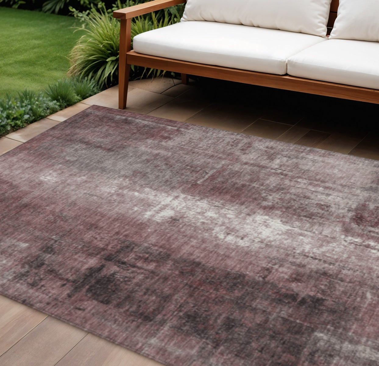 8 X 10 Blush And Ivory Abstract Washable Indoor Outdoor Area Rug