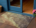 3 X 5 Brown And Fern Green Abstract Washable Indoor Outdoor Area Rug