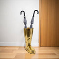 16 Gold Aluminum Firefighter Boot Umbrella Stand